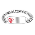 Red Symbol Medical Alert Stainless Bracelet 7 In